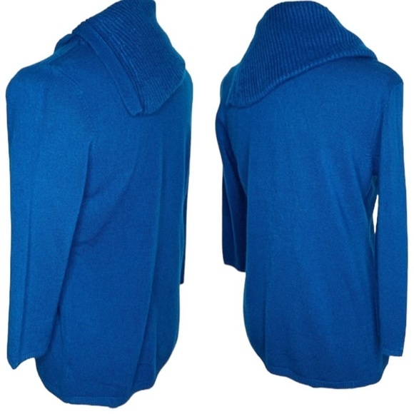 Hampshire Studio Royal Blue Cowl Neck 3/4 Sleeve Sweater Size Medium Petite - Picture 3 of 12